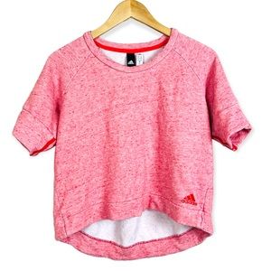 ADIDAS Coral Pink Terry Cloth Knit Crop Pullover Sweater Top MEDIUM Sport